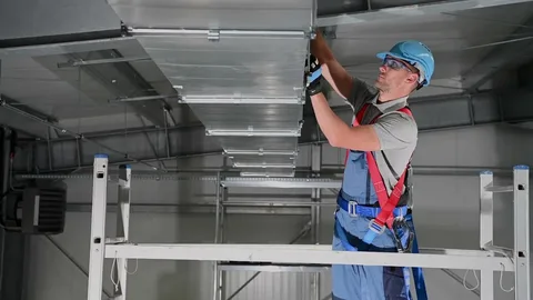 Commercial duct cleaning crew on site