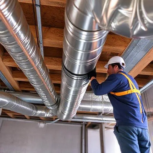 Furnace blower housing being cleaned during duct service